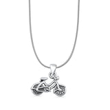 Bicycle Pendant Snake Chain Necklace Oxidized 925 Sterling Silver