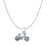 Bicycle Pendant Box Chain Necklace Oxidized 925 Sterling Silver