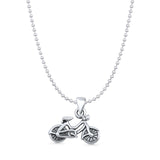 Bicycle Pendant Bead Chain Necklace Oxidized 925 Sterling Silver