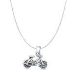 Bicycle Pendant Cable Chain Necklace Oxidized 925 Sterling Silver