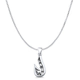 Tribal Hook Pendant Box Chain Necklace Oxidized 925 Sterling Silver