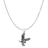 Eagle Pendant Box Chain Necklace Oxidized 925 Sterling Silver