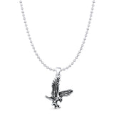Eagle Pendant Bead Chain Necklace Oxidized 925 Sterling Silver