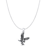 Eagle Pendant Cable Chain Necklace Oxidized 925 Sterling Silver