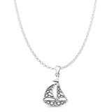 Sailboat Pendant Rolo Chain Necklace Oxidized 925 Sterling Silver