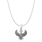 Eagle Pendant Bead Chain Necklace Oxidized 925 Sterling Silver
