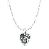 Horse Heart Pendant Bead Chain Necklace Oxidized 925 Sterling Silver