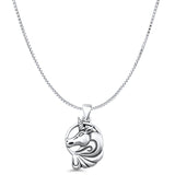 Unicorn Pendant Box Chain Necklace Oxidized 925 Sterling Silver