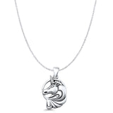 Unicorn Pendant Cable Chain Necklace Oxidized 925 Sterling Silver