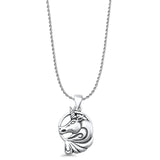 Unicorn Pendant Rope Chain Necklace Oxidized 925 Sterling Silver