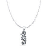 Seahorse Pendant Rolo Chain Necklace Oxidized 925 Sterling Silver