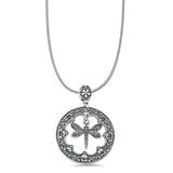 Dragonfly Pendant Snake Chain Necklace Oxidized 925 Sterling Silver