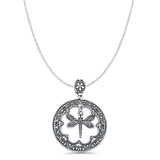 Dragonfly Pendant Cable Chain Necklace Oxidized 925 Sterling Silver