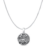 Ocean Waves Pendant Box Chain Necklace Oxidized 925 Sterling Silver