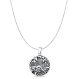 Ocean Waves Pendant Cable Chain Necklace Oxidized 925 Sterling Silver