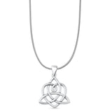 Triquetra & Heart Pendant Snake Chain Necklace Oxidized 925 Sterling Silver
