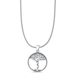 Tree Of Life Pendant Snake Chain Necklace Oxidized 925 Sterling Silver