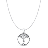 Tree Of Life Pendant Cable Chain Necklace Oxidized 925 Sterling Silver