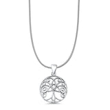 Tree Of Life Pendant Snake Chain Necklace Oxidized 925 Sterling Silver