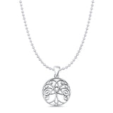 Tree Of Life Pendant Bead Chain Necklace Oxidized 925 Sterling Silver
