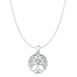 Tree Of Life Pendant Cable Chain Necklace Oxidized 925 Sterling Silver