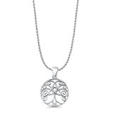 Tree Of Life Pendant Rope Chain Necklace Oxidized 925 Sterling Silver