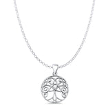 Tree Of Life Pendant Rolo Chain Necklace Oxidized 925 Sterling Silver