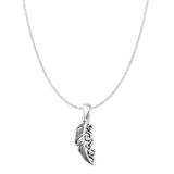 Feather Pendant Cable Chain Necklace Oxidized 925 Sterling Silver