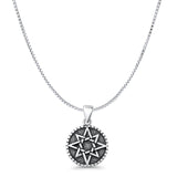 Pentagram Pendant Box Chain Necklace Oxidized 925 Sterling Silver