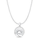 Sun & Hills Pendant Bead Chain Necklace Oxidized 925 Sterling Silver