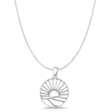 Sun & Hills Pendant Cable Chain Necklace Oxidized 925 Sterling Silver