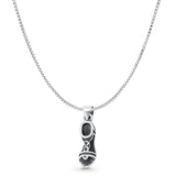 Sandal Pendant Box Chain Necklace Oxidized 925 Sterling Silver