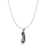 Sandal Pendant Bead Chain Necklace Oxidized 925 Sterling Silver