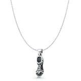 Sandal Pendant Cable Chain Necklace Oxidized 925 Sterling Silver