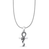 Cross & Snake Pendant Snake Chain Necklace Oxidized 925 Sterling Silver