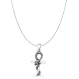 Cross & Snake Pendant Cable Chain Necklace Oxidized 925 Sterling Silver
