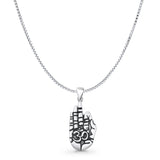 Om & Hand Pendant Box Chain Necklace Oxidized 925 Sterling Silver