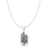 Om & Hand Pendant Cable Chain Necklace Oxidized 925 Sterling Silver