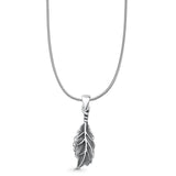 Leaf Pendant Snake Chain Necklace Oxidized 925 Sterling Silver