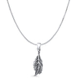 Leaf Pendant Box Chain Necklace Oxidized 925 Sterling Silver