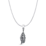 Leaf Pendant Bead Chain Necklace Oxidized 925 Sterling Silver