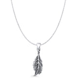 Leaf Pendant Cable Chain Necklace Oxidized 925 Sterling Silver
