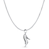 High Heel Shoe Pendant Box Chain Necklace Oxidized 925 Sterling Silver