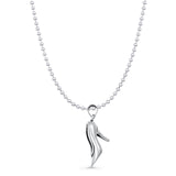 High Heel Shoe Pendant Bead Chain Necklace Oxidized 925 Sterling Silver