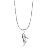 High Heel Shoe Pendant Rope Chain Necklace Oxidized 925 Sterling Silver