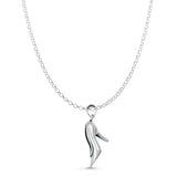 High Heel Shoe Pendant Rolo Chain Necklace Oxidized 925 Sterling Silver