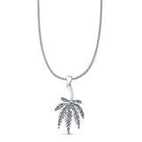 Marijuana Pendant Snake Chain Necklace Oxidized 925 Sterling Silver