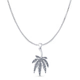 Marijuana Pendant Box Chain Necklace Oxidized 925 Sterling Silver