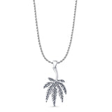 Marijuana Pendant Rope Chain Necklace Oxidized 925 Sterling Silver