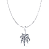 Marijuana Pendant Rolo Chain Necklace Oxidized 925 Sterling Silver